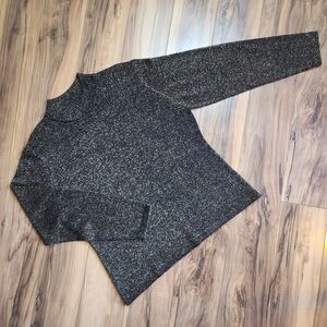 Vintage Yarnworks Black and Gold Metallic Mock Neck Long Sleeve Sweater Size L